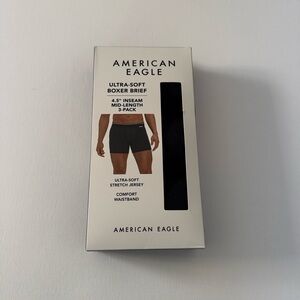 American Eagle Boxer Briefs Mens Small Black Ultra Soft 3 Pack 4.5 Inch Inseam